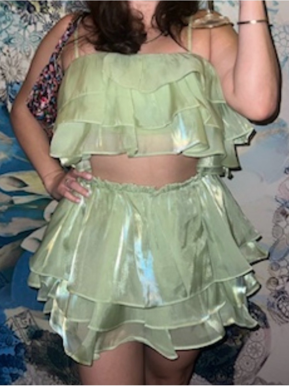 Light Green Ruffle Two-Piece Set- Mari Bella - Picture 1 of 3